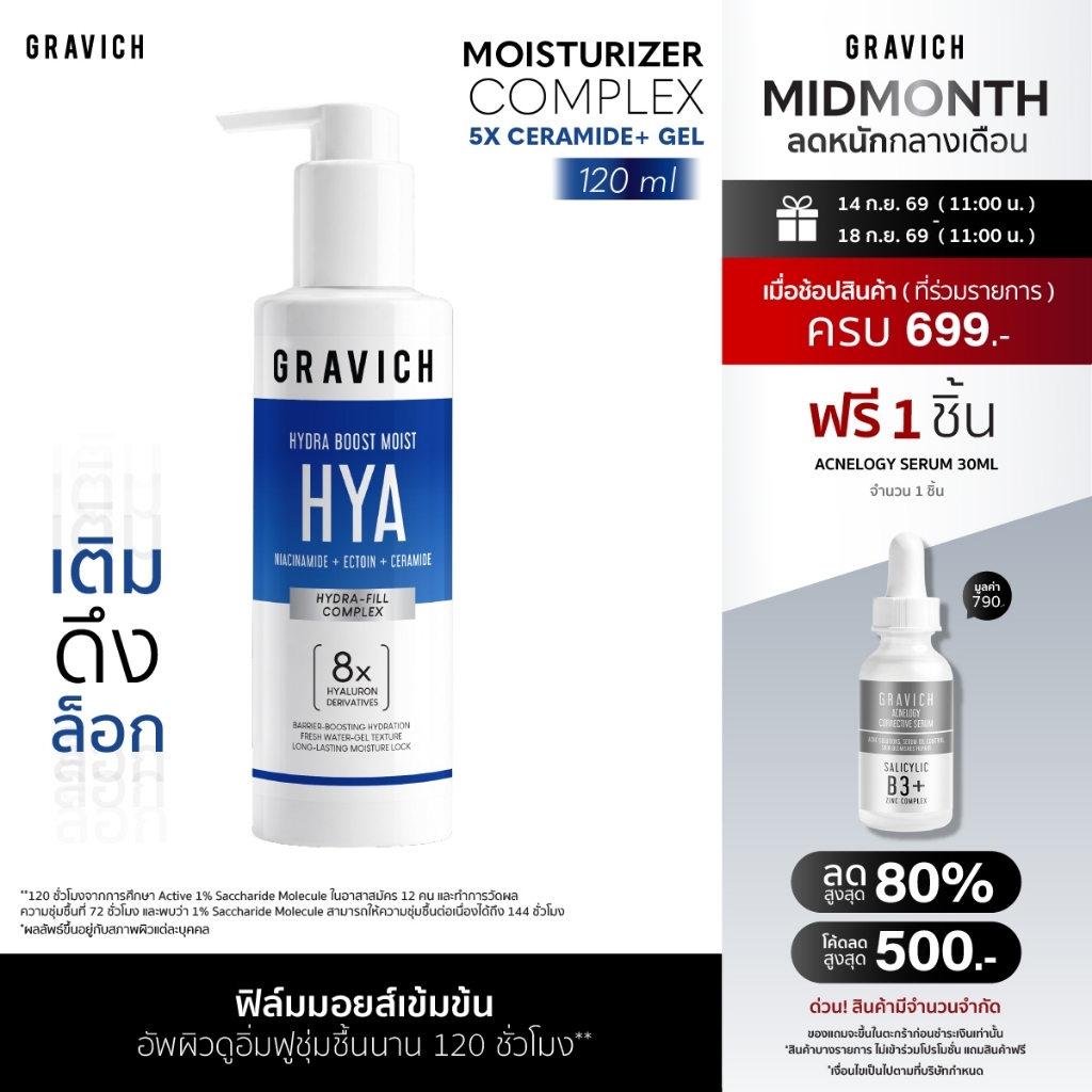 Gravich Moisturizer Complex 5x Ceramide+ Gel ฟิล์มมอยส์เข้มข้นสูตร เติม-ดึง-ล็อกความชุ่มชื้น
