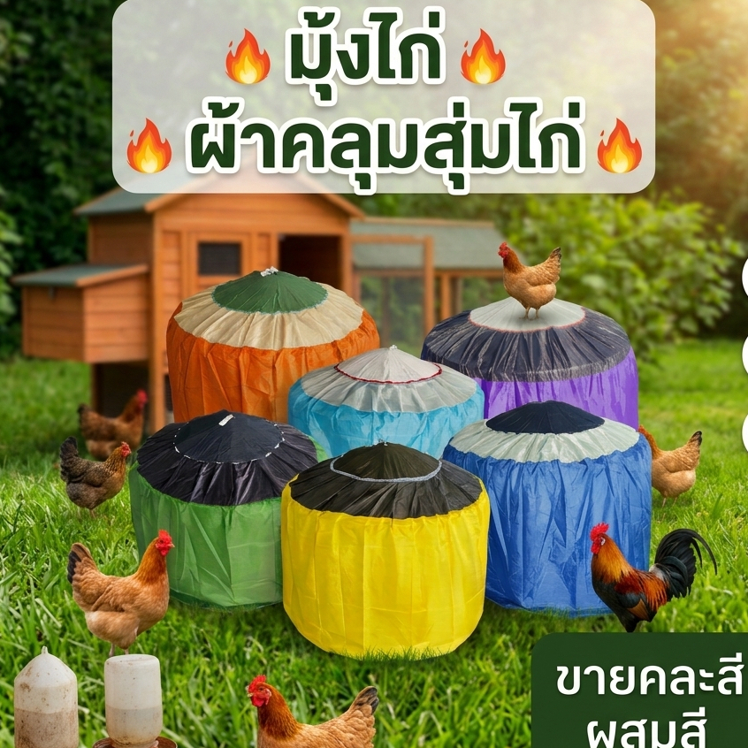 มุ้งไก่ ผ้าคลุมสุ่มไก่ อุปกรณ์ไก่ ขายคละสี คละแบบ คละลาย ลดราคาจัดโปรฯ