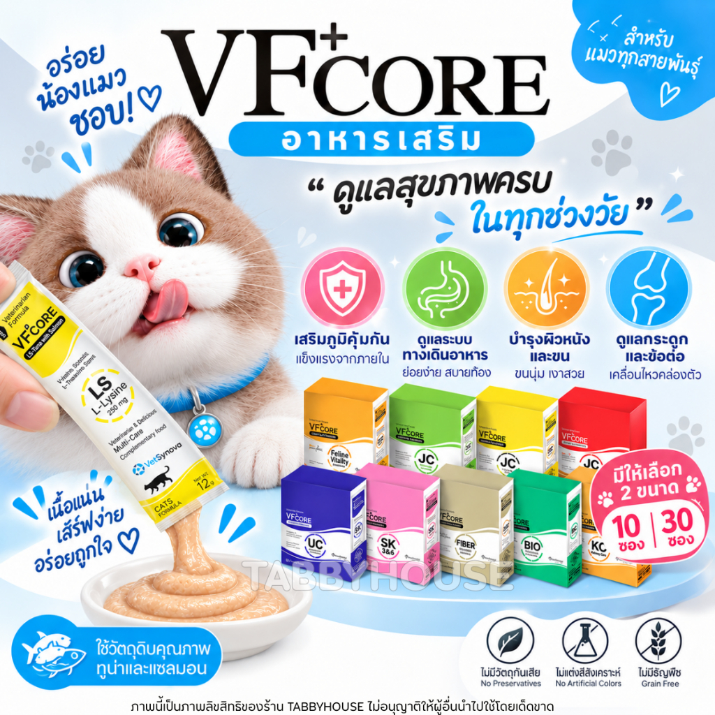 ถูกที่สุด!!🔥ขนมแมวเลีย VFcore ไลซีน, บำรุงเลือด, บำรุงข้อต่อ วัตถุดิบเกรดคนบริโภค ที่สัตวแพทย์แนะนำ อร่อย ทานง่าย