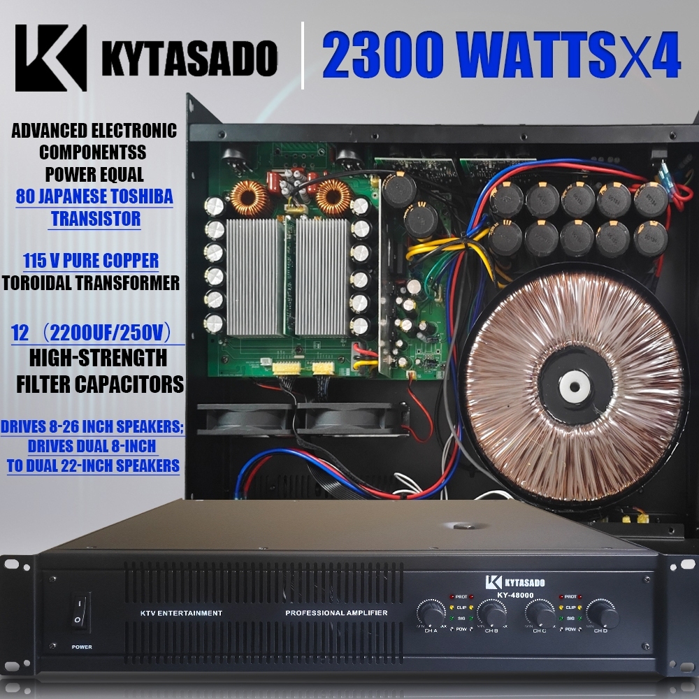 KYTASADO เครื่องขยายเสียง Professional Pure Power amplifier 2300Wx4 เครื่องขยายเสียง 4/8 โอห์ม 2/4 แชนแนล