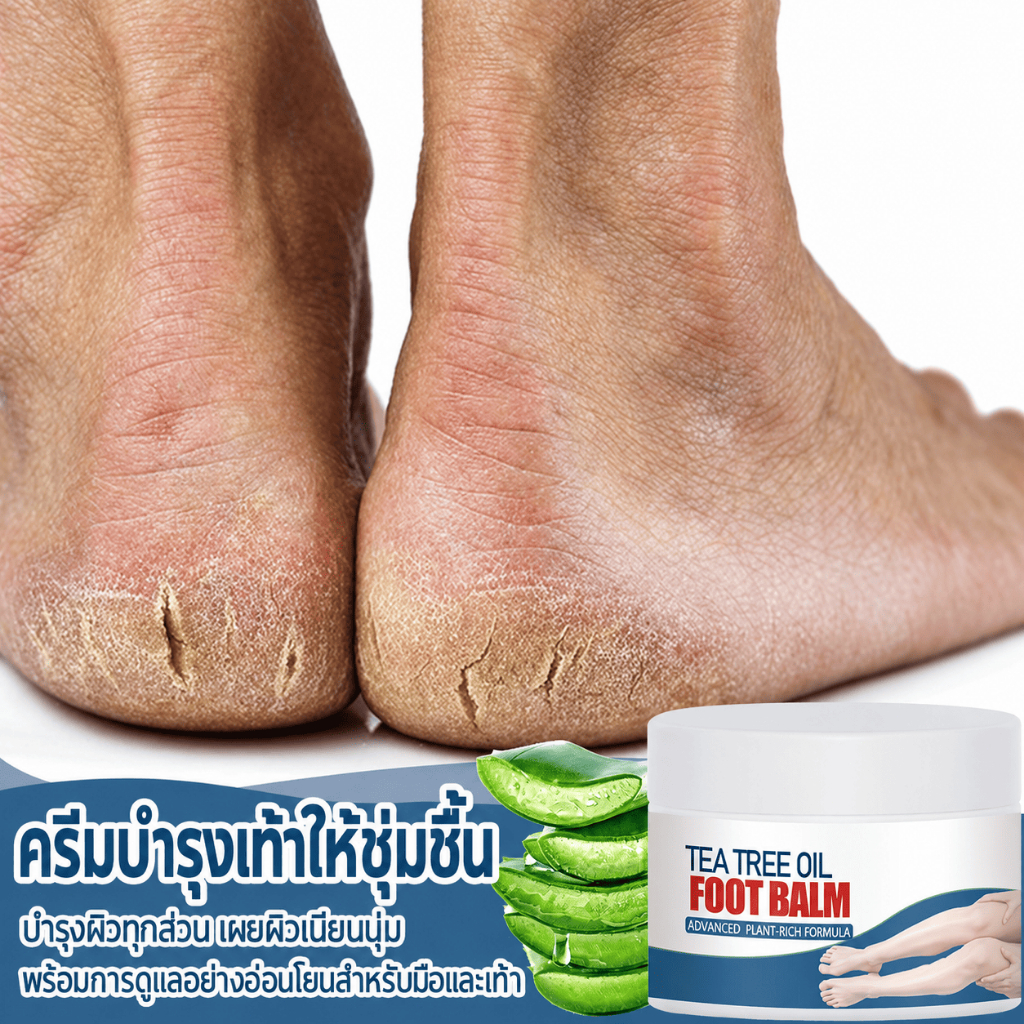ครีมทาเทียมน้ำมันทีทรีออยล์ Tea Tree Oil Foot Balm บำรุงผิวเท้า แก้ปัญหาส้นเท้าแตก ผิวแห้งกร้าน ให้ผิวเท้านุ่มเนียน กลิ่