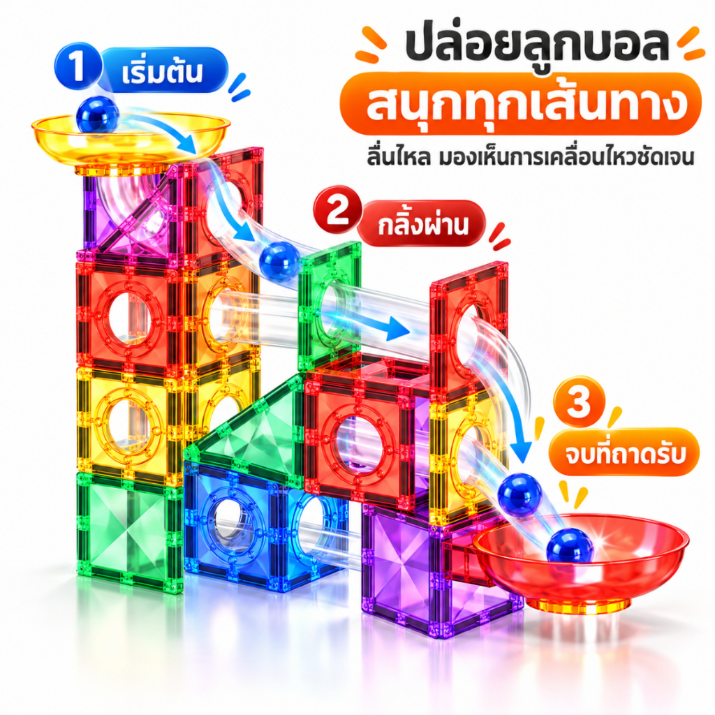 NIKO مكعبات مغناطيسية مسار كرات Marble Run ‏(42 قطعة) — صورة 5