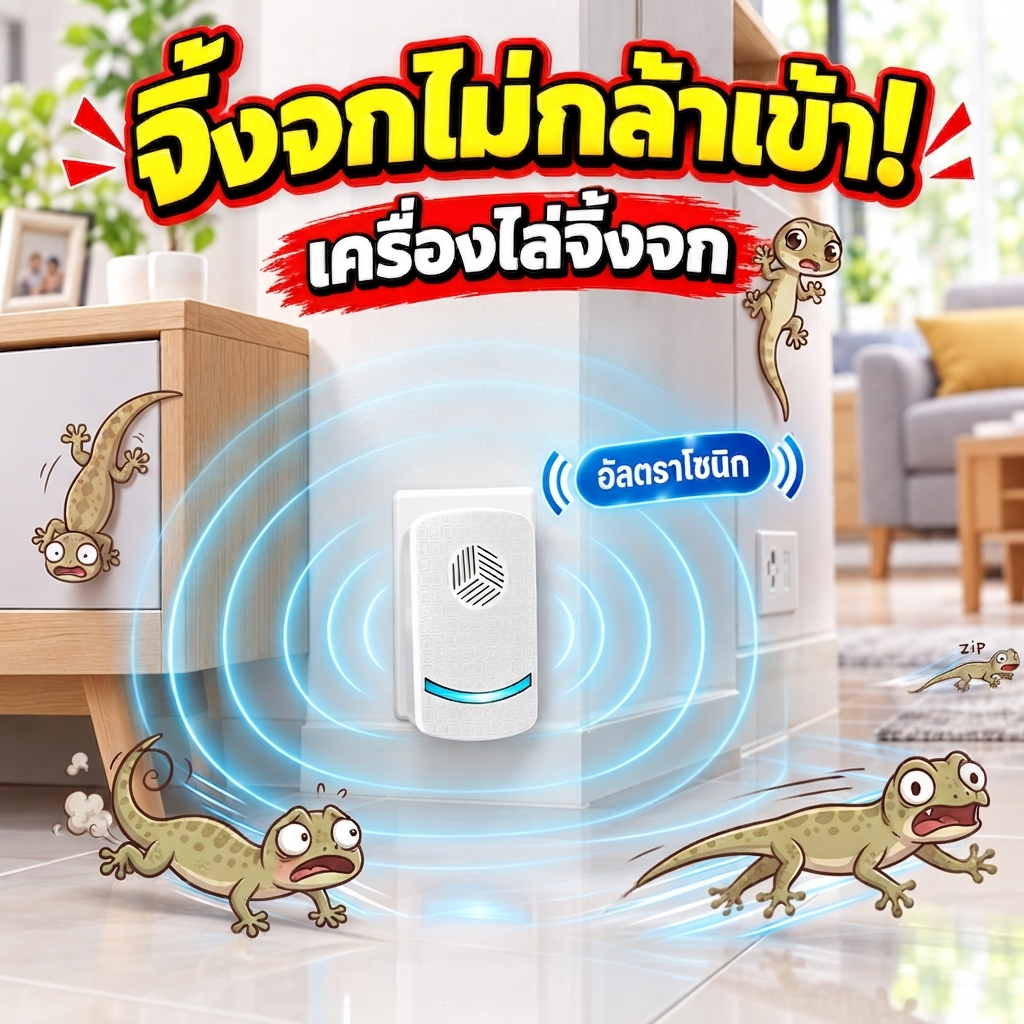 เครื่องไล่จิ้งจกอัลตราซาวนด์ รุ่นใหม่ล่าสุด ไล่จิ้งจกไฟฟ้า ไล่ตุ๊กแกได้ผลจริง ไร้เสียงกวน ปลอดภัยต่อเด็กและสัตว์เลี้ยง