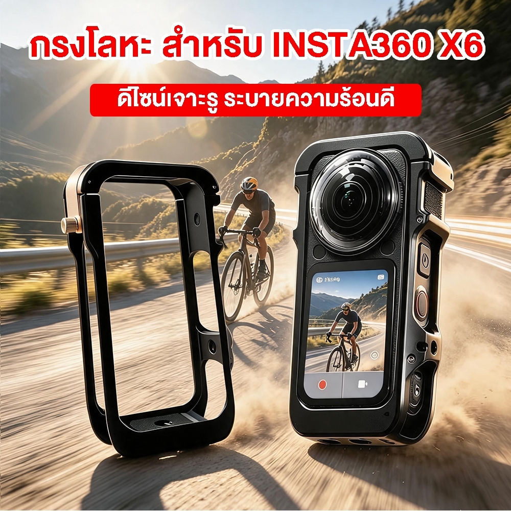 🔥เคสกรงอลูมิเนียม Insta360 X6 ปกป้องกล้อง แข็งแรงทนทา