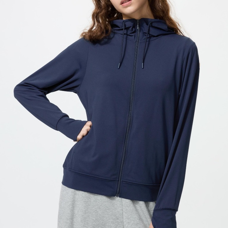 UNIQLO ของแท้ เสื้อฮู้ดกันยูวี UPF50+ผ้าตาข่ายแอริซึ่ม พับเก็บได้