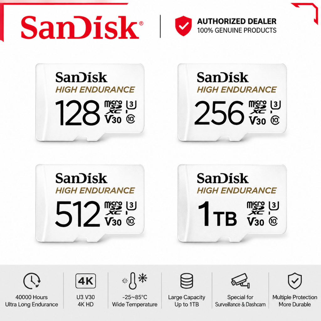 SanDisk High Endurance 32GB 64GB 128GB 256GB 512GB 1TB microSD Card (SDSQQNR)เมมโมรี่ กล้องติดรถยนต์ วงจรปิด