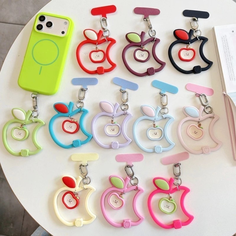 สายคล้องมือถือ ลายผล Apple ทำจากซิลิโคนสีสันสดใส Strap Lanyard Charm