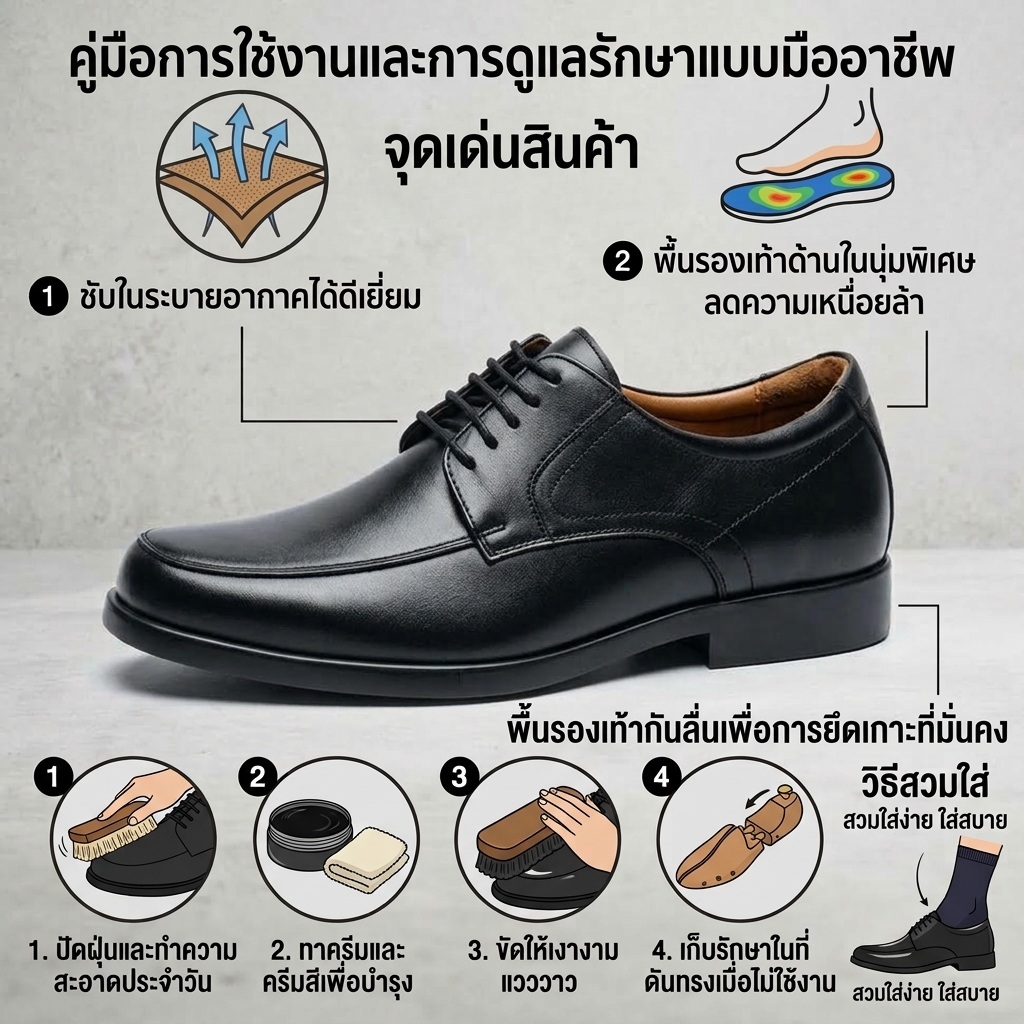 HEAVY SHOES حذاء جلد بقري برباط VB8173 — أسود — صورة 7
