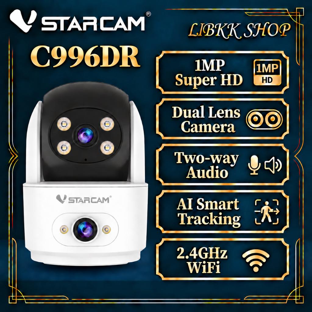 Vstarcam C996DR กล้องเลนส์คู่ กล้องวงจรปิด กล้องใช้ภายใน ไวไฟในตัว กล้องวงจรปิดใช้สาย