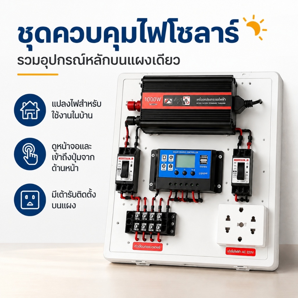 ชุดนอนนา 1000W ชุดคอนโทรลเลอร์ชาร์จเจอร์ โซล่าเซลล์ พลังงานจากแสงอาทิตย์12V/220V