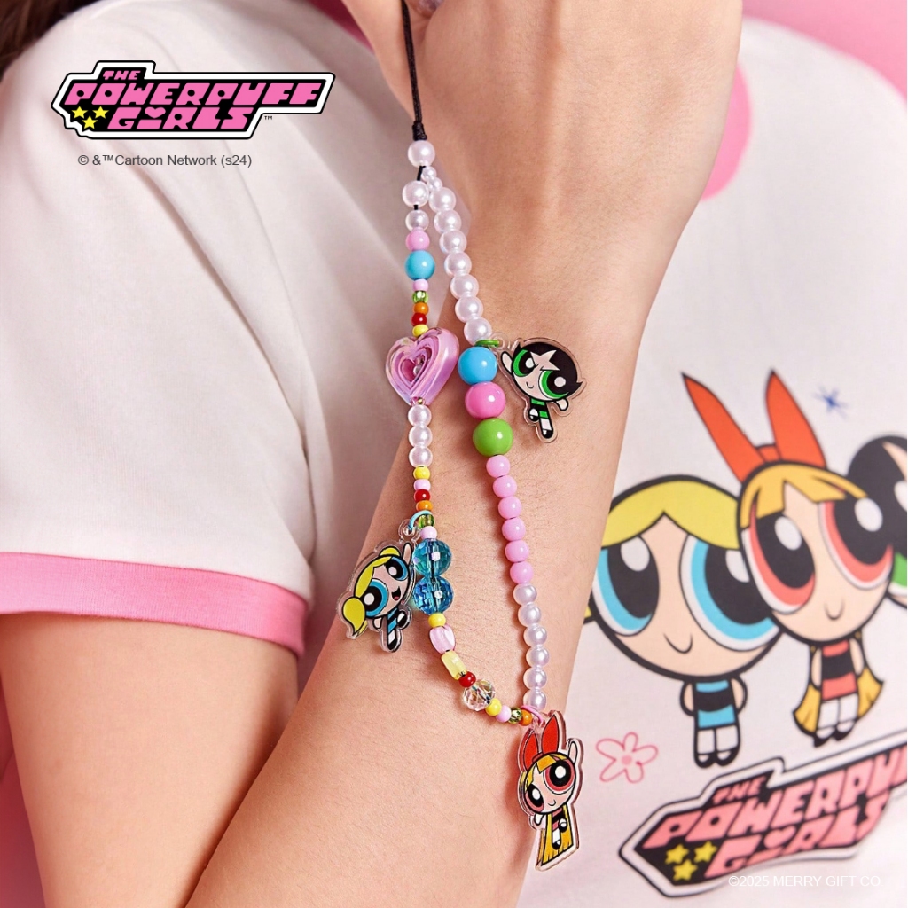 สายห้อยโทรศัพท์สามสาว Powerpuff Girls™ สายลูกปัดสีหวานน่ารัก