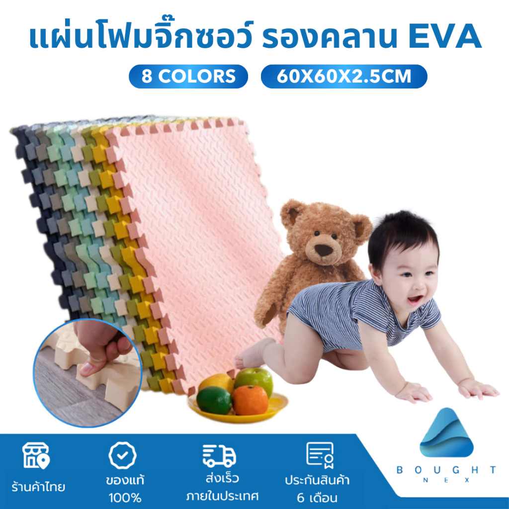 แผ่นโฟมจิ๊กซอว์ แผ่นรองคลานเด็กอ่อน 60x60x2cm แผ่นรองคลานรูปจิ๊กซอว์ นุ่มสบายสำหรับเด็ก