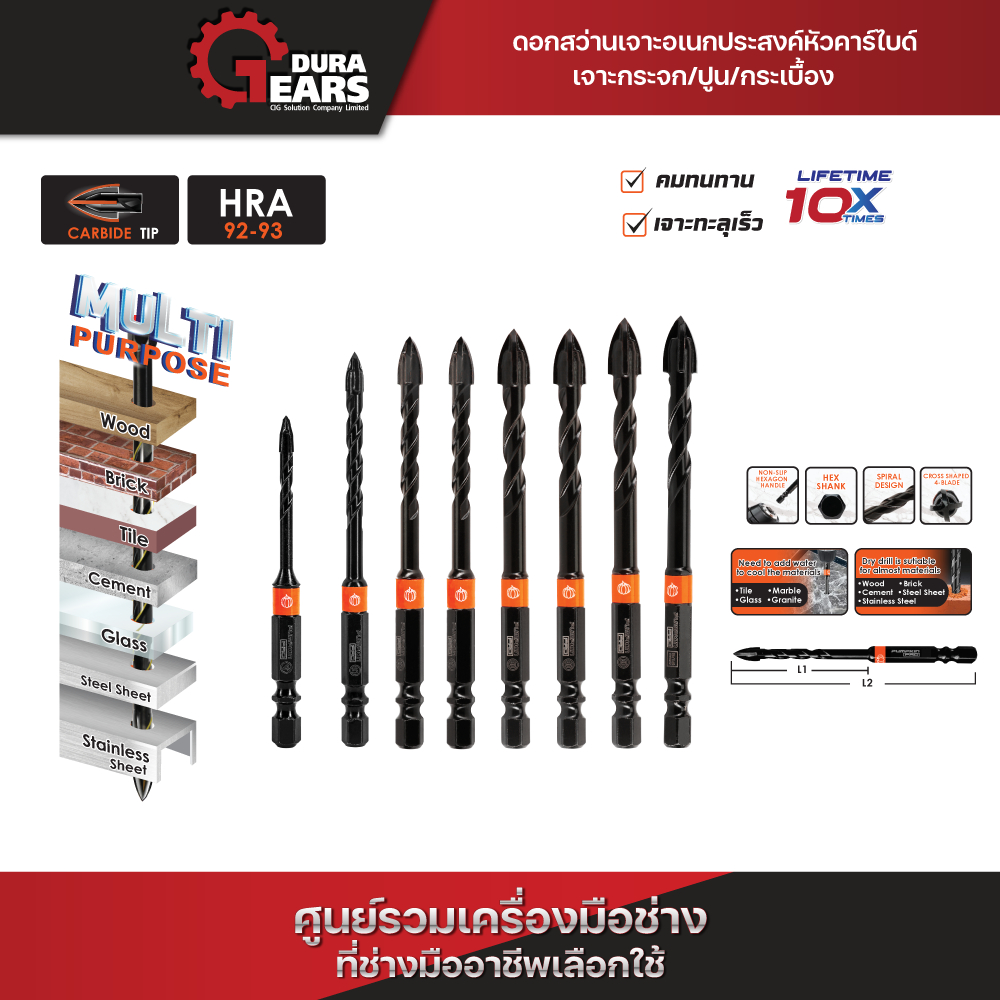 สินค้าใหม่ 2024 Pumpkin PRO ดอกสว่านเจาะอเนกประสงค์ ขนาด 4 มิล - 8 มิล หัวคาร์ไบด์ ทนทาน เจาะไม้ เหล็ก ปูน เซรามิก กระจก