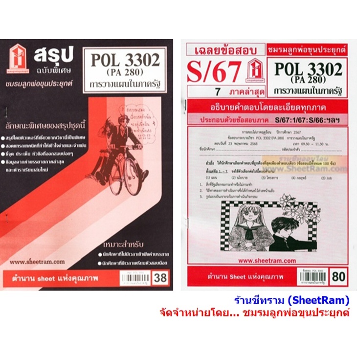 ข้อสอบชีทราม POL3302 / PA280 / PS251 การวางแผนในภาครัฐ S/67