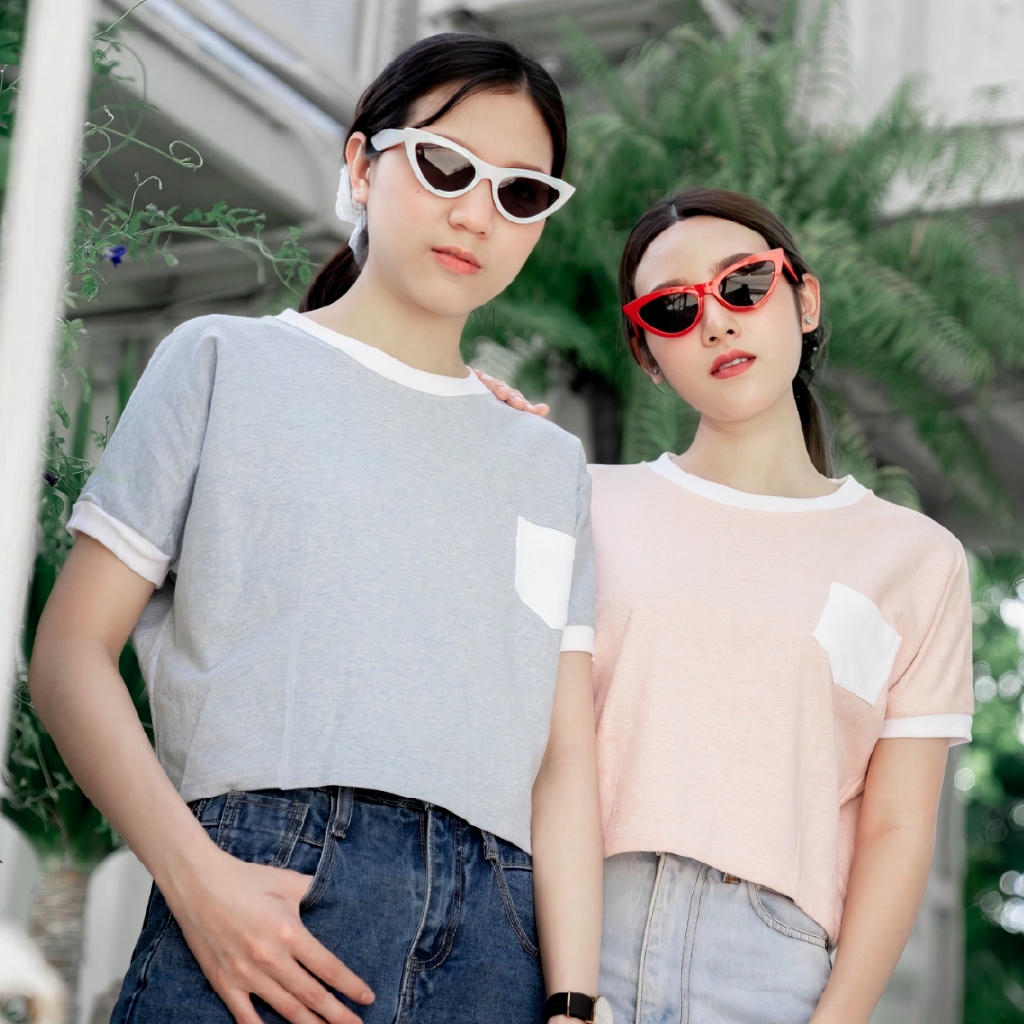 🍊 French Terry Crop Top เสื้อครอปสั้นแต่งกระเป๋า (WB002)