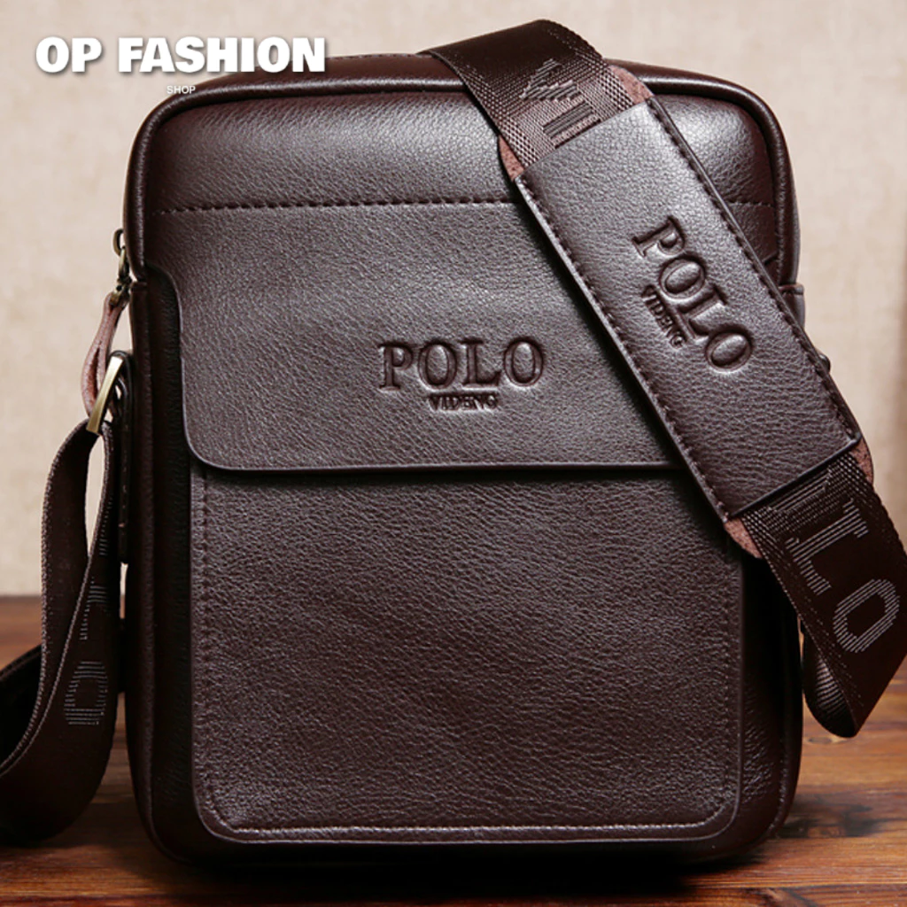 กระเป๋าสะพายข้างผู้ชาย POLO รุ่นเกรดพรีเมียม ไซส์ใหญ่ มีช่องใส่ของเยอะ พร้อมถุงผ้า ส่งจากไทย หนังPU (PLหนังพาดไหล่)