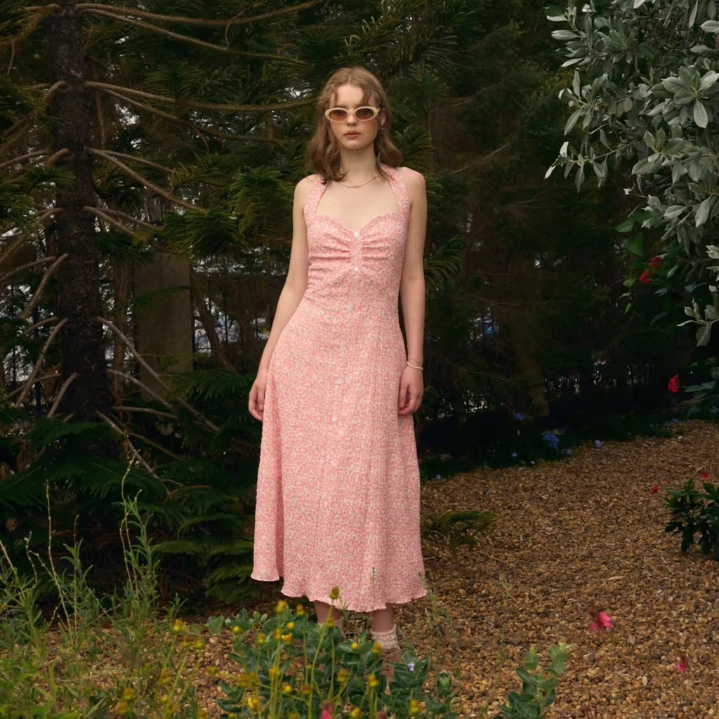 ส่งต่อเดรสยาว lookbooklookbook รุ่น Ruby dress (Size.XS ,S,  M และ L) สีชมพู rosy flake คอลใหม่ New