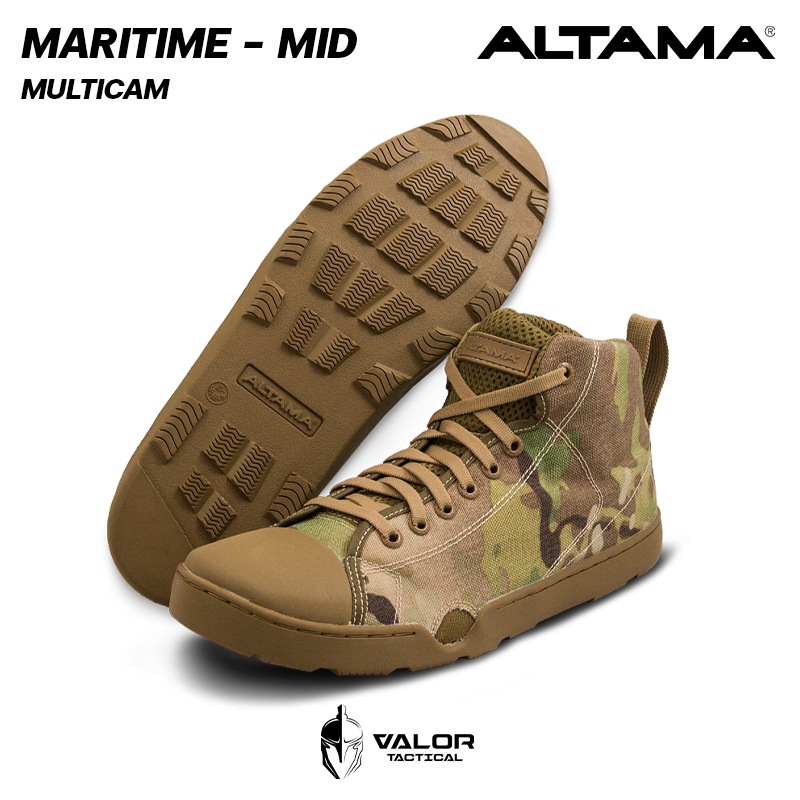 Altama - Maritime Mid Wide [Multicam] รองเท้ายุทธวิธี มีรูระบายน้ำ และที่ล็อกตีนกบ รองเท้าผ้าใบ ผู้ช