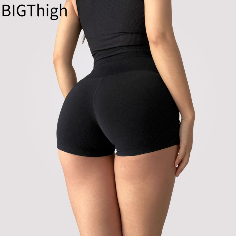Big Thigh กางเกงโยคะยกสะโพกเอวสูง กางเกงสามส่วน กางเกงวิ่งออกกำลังกาย บาง ระบายอากาศได้ดี