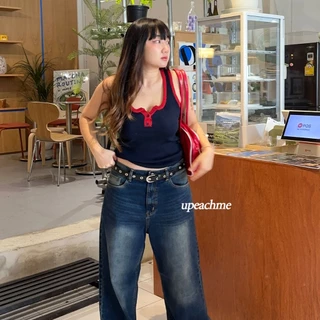 *มีส่งด่วน* upeachme(B15) RON Tank [อก26-48"] เสื้อกล้ามผ้าร่องสีพื้นขนาดใหญ่ เสื้อแขนกุดแต่งกระดุมหน้า กล้ามไหมพรมยืด