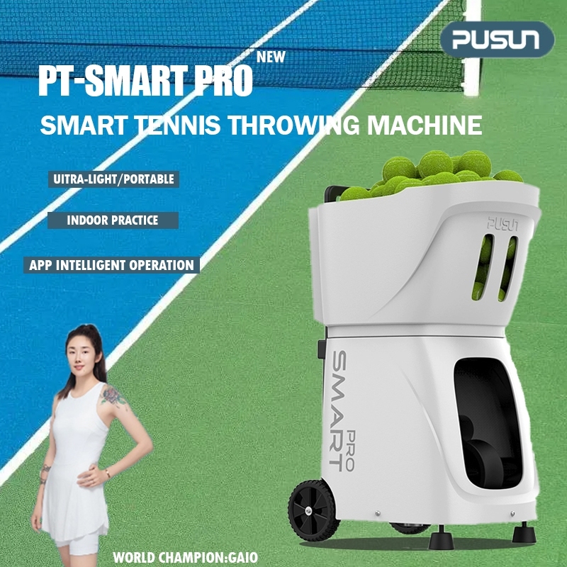 【New Arrivals】PUSUN Tennis PT-SMART PRO Ball Machine Launcher Equipment for Training Practice with APP Remote Control.