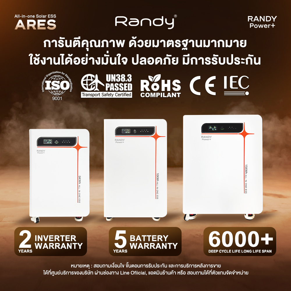 RANDY ARES Hybrid Off-Grid Inverter5.5KW&11KW+5/10/15kWh โซล่าเซลล์บ้าน EVEเซลล์LiFePO4เกรดA+BMSระบบ - รูปที่ 7