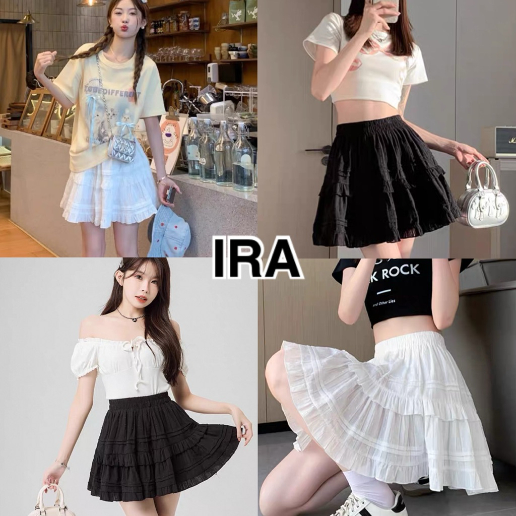 BY IRA (23072/23088) Ballet cake skirt  (พร้อมส่ง) กระโปรงบัลเล่ต์ แต่งระบาย  มีซับในกางเกง สไตล์ใหม่