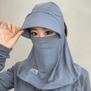 หมวกกันแดด 360 องศา พร้อมผ้าปิดหน้า ทรงปีกรอบ หมวกทำงานกลางแจ้ง หมวกแฟชั่น ป้องกันรังสียูวี ระบายอากาศได้ดี
