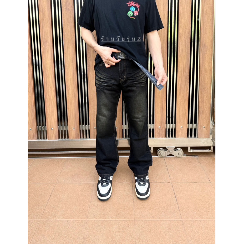 กางเกงยีนส์ขากระบอก+เข็มขัดป้ายHIROCK(R495)
