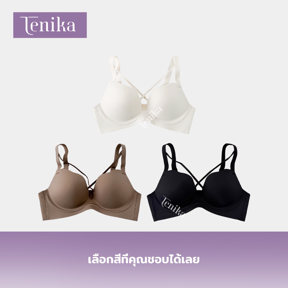 TENIKA บรา เซ็กซี่ ไร้รอยต่อ Cross Push-up Bra ไร้โครง ฟองน้ำหนา 2.7cm — صورة 8