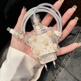 พร้อมส่งจากไทย ชุดพันสาย เคสหัวชาร์จ ลายการ์ตูน ตัวถนอมสาย U…