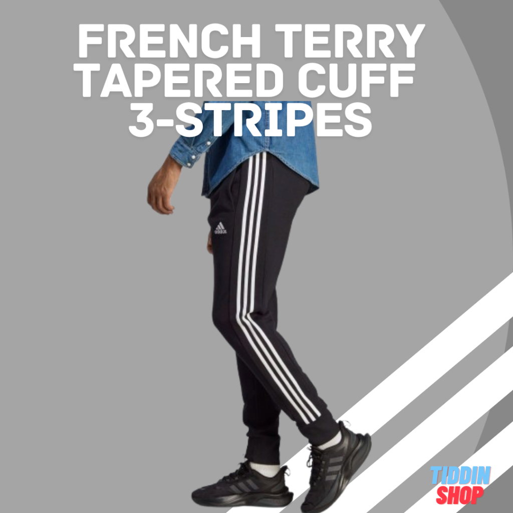 กางเกงขายาว Adidas Essentials French Terry Tapered Cuff 3-Stripes Pants [ลิขสิทธิ์แท้ Adidas Thailan