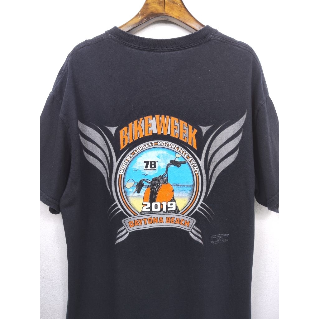 เสื้อยืด มือสอง ลายสวย BIKE WEEK ตอกปี 2019 อก 42 ยาว 28 #621