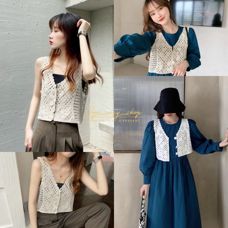 เสื้อถักไหมพรม เสื้อกั๊ก โบฮีเมียน เล่นน้ำสงกรานต์ เที่ยวทะเล ทรูพีช แซบๆ BXMYSTFJK