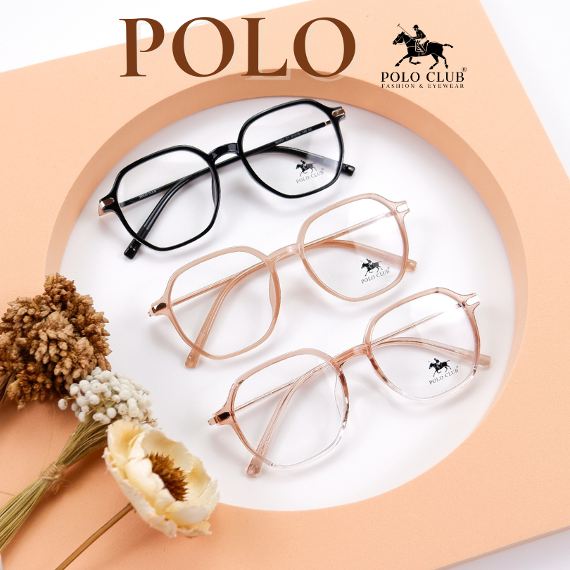 กรอบแว่นตา POLO CLUB แว่นตามินิมอล ดีไซน์สวยหรู น้ำหนักเบา แข็งแรง มีบริการตัดเลนส์สายตา แว่นกรองแสง แว่นสายตา 3701