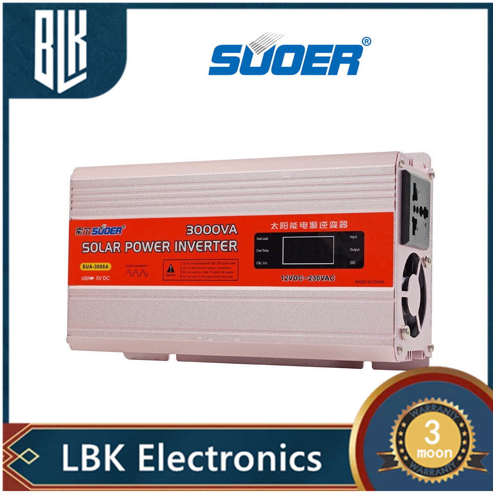 SUOER 12V3000VA PRO อินเวอร์เตอร์ Power inverter 12V DC TO 220V AC 3000VA (850W)
