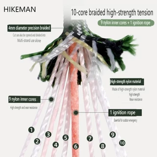 HIKEMAN เชือกพาราคอร์ด 10 แกน ทนแรงดีง 415 Kg. เชือกเต็นท์ แข็งแรง ทนทาน เหนียว ทนต่อแรงกระชาก
