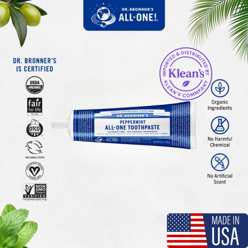 Dr.Bronner's Organic Toothpaste (Fluoride&SLS-free) ยาสีฟันออร์แกนิค