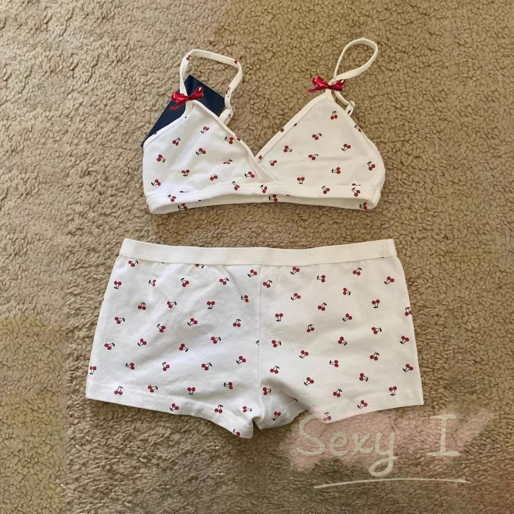 sexy   ชุดนอน 2 ชิ้น   ผ้าฝ้าย  ผ้าใส่สบาย  ลายเชอร์รี่น่ารัก   ส่งไวจากไทย