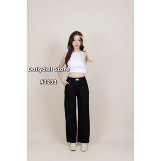 3232 กางเกง DollัDell ทรงขาตรง สีดำ