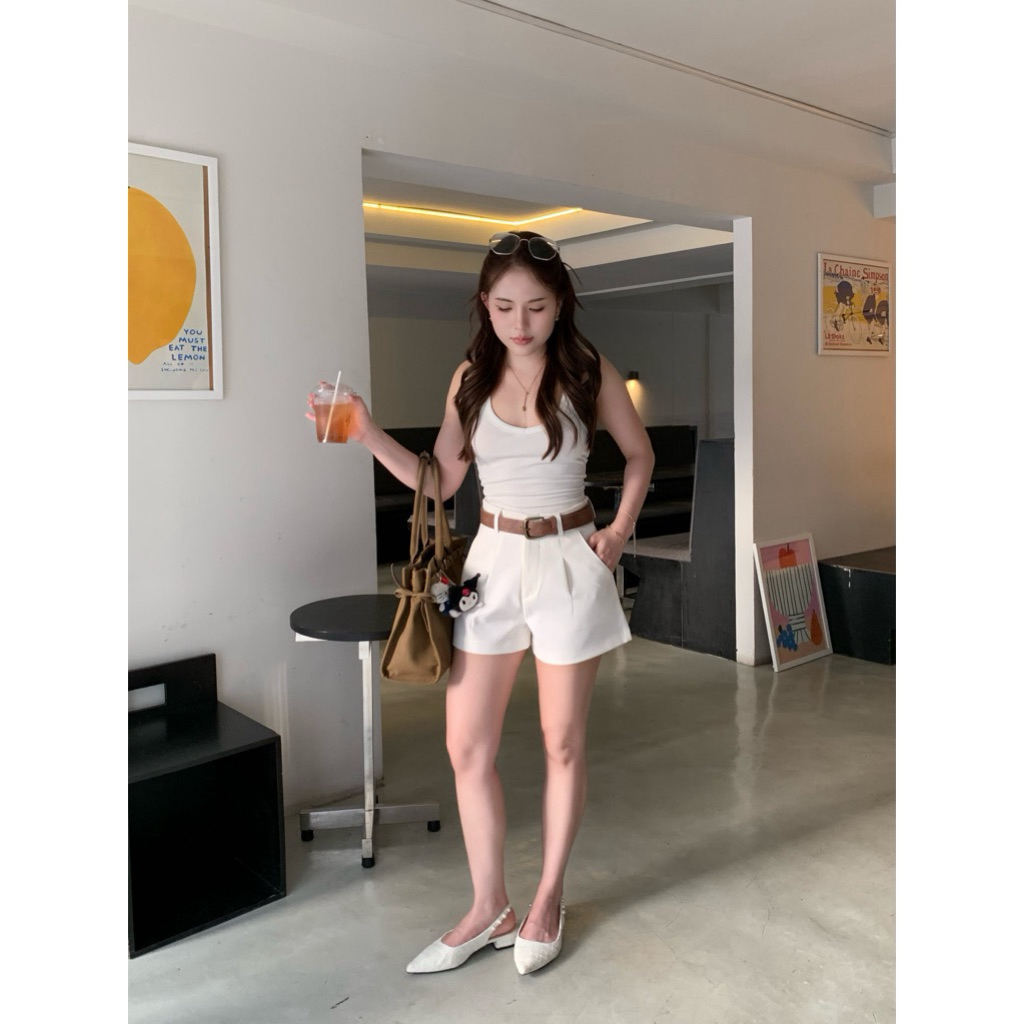 ส่งต่อมือ1 ไซส์M Polar.bkk | รุ่น Gigi short pants กางเกงขาสั้น ปลายขากว้าง จีบหน้า