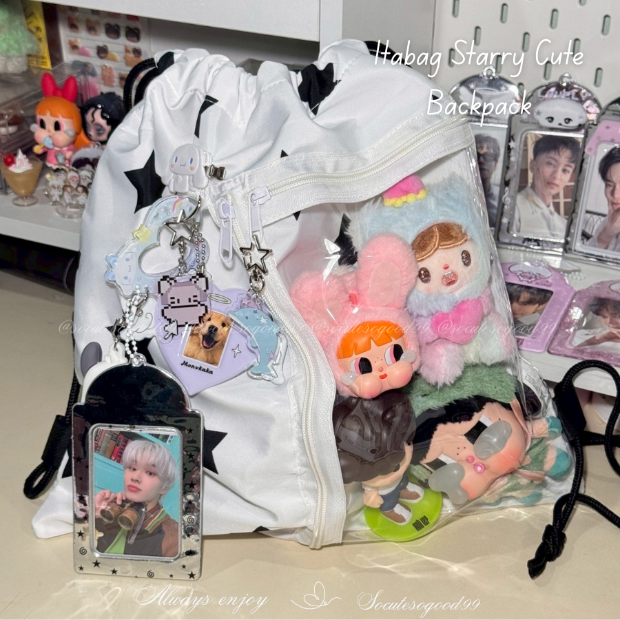 Ita bag Starry Black Pack อิตะแบค กระเป๋าเป้ลายดาวสีดำสุดชิค โชว์น้องๆได้เต็มสายมินิมอลต้องมี!