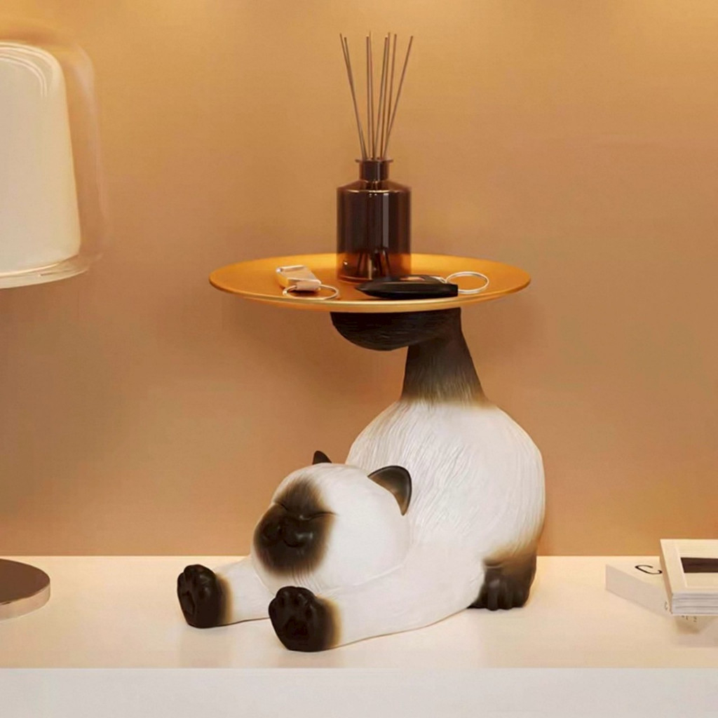 ส่งจากไทย🍑 Cat Butler Tray ที่วางของ แมววิเชียรมาส ถาดวางอเนกประสงค์ อุปกรณ์ตกแต่งบ้าน โมเดลแมว 7704