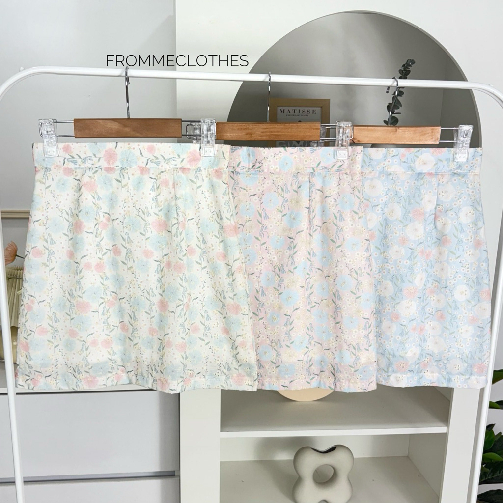 Frommeclothes🌸กระโปรงทรงเอผ้าคอตตอนฉลุลายดอกไม้(XS-5XL)