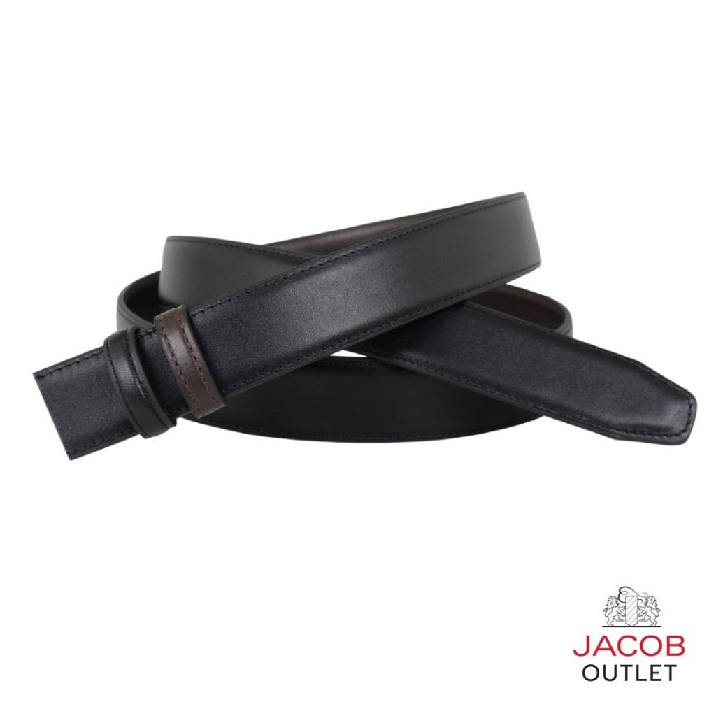 JACOB เข็มขัดหนังสีดำน้ำตาล (สายเปล่า) รุ่น 53008