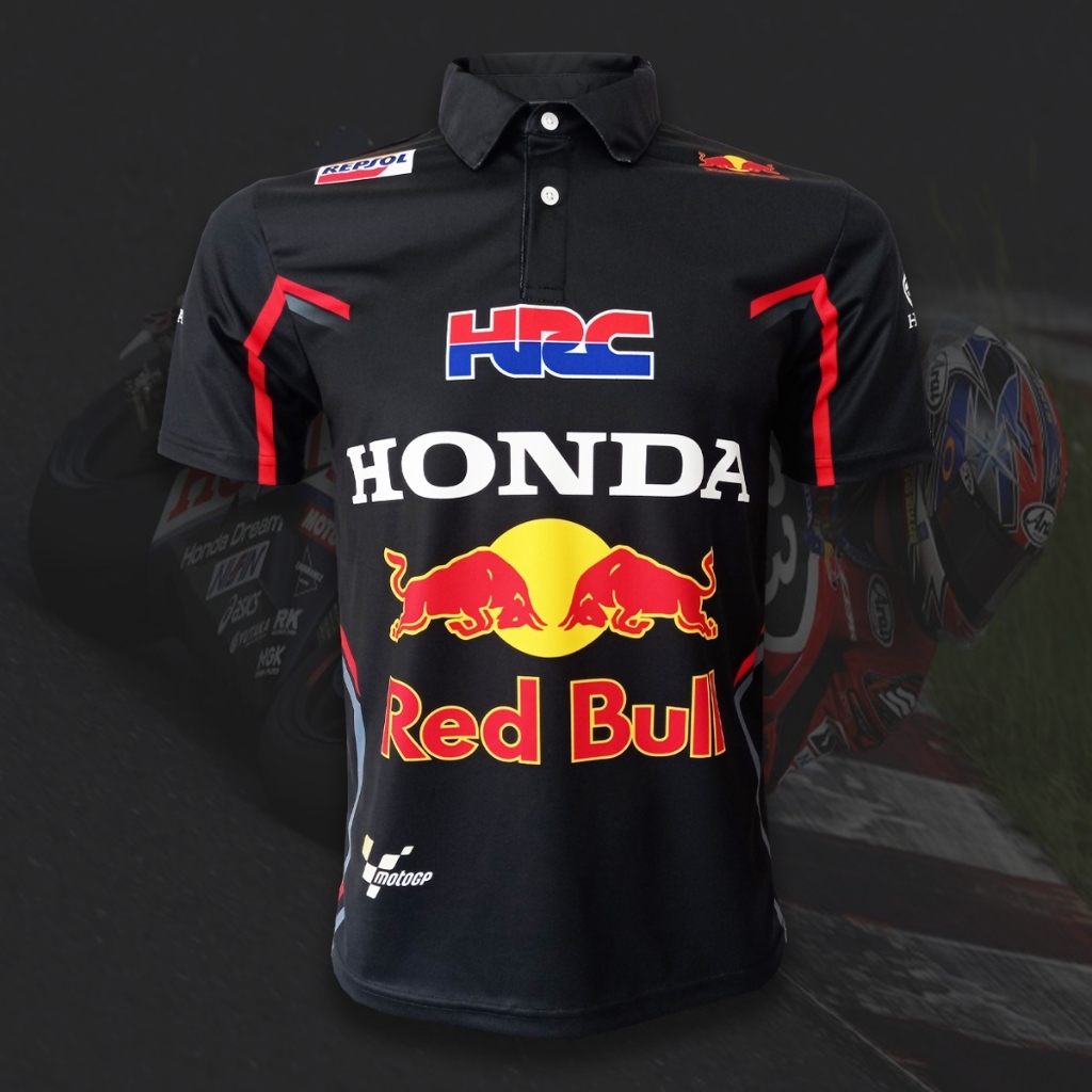 เสื้อPolo MotoGP เสื้อโปโลโมโตจีพีทีม ฮอนด้า เรดบูล 2025 #MG0228 พิมพ์ทั้งตัว ไซส์ S-5XL