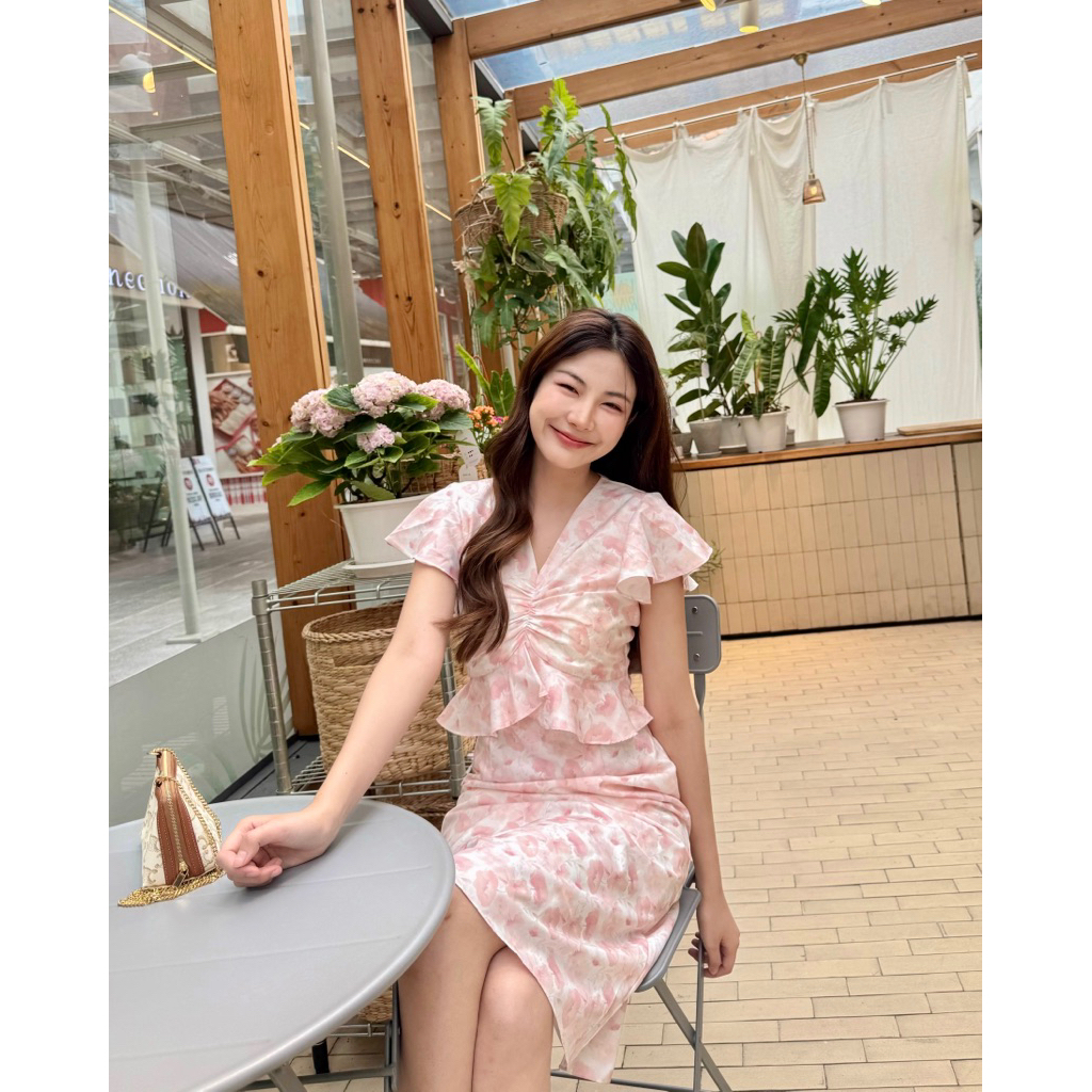 🌷✨ Peony dress  เดรสผ้านุ่ม พริ้ว ใส่สบาย มีซับในทั้งตัว (ตัดลดความยาวฟรี) - รูปที่ 5