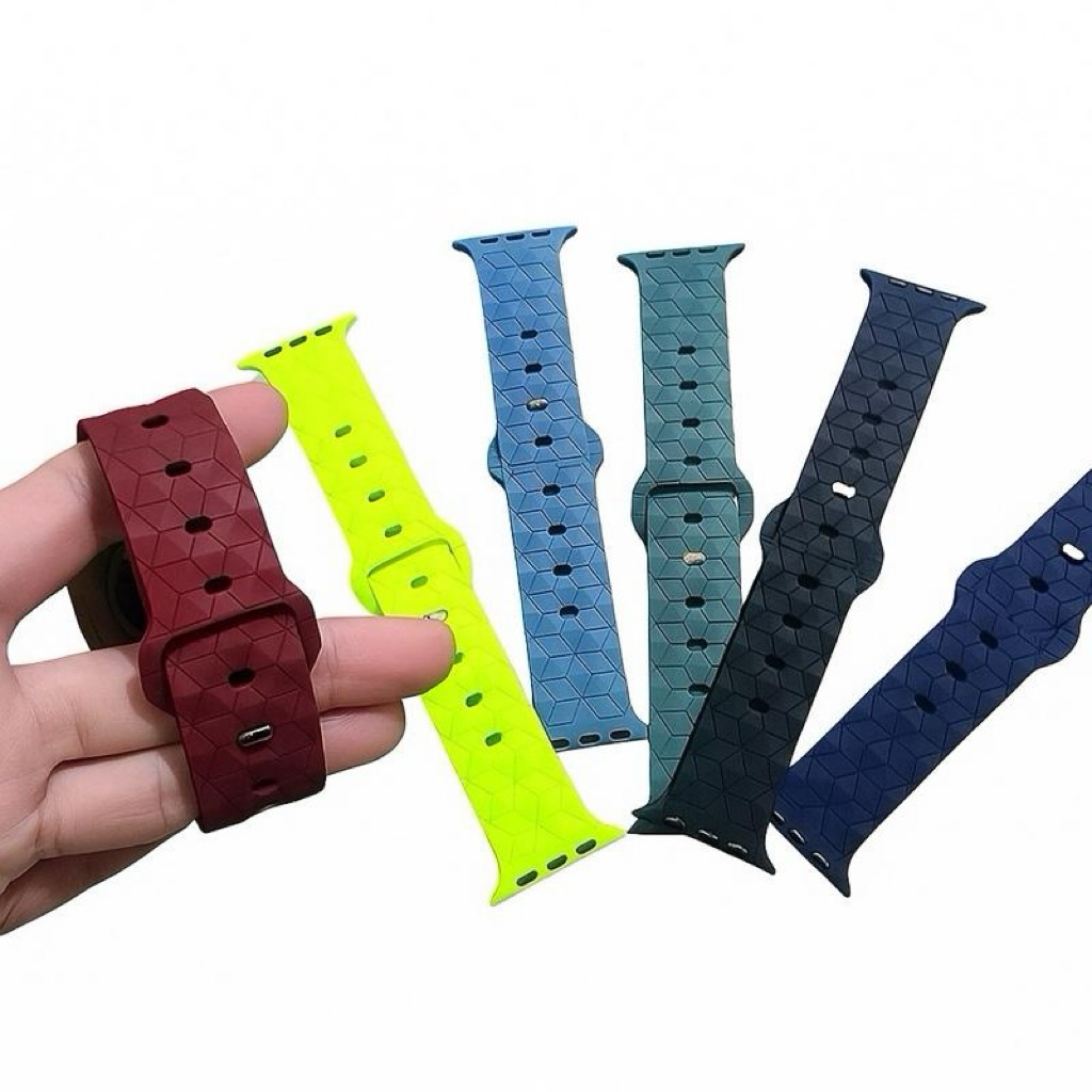 ZMZ-สายนาฬิกา Smartwatch สายยางซิลิโคนลายหกเหลี่ยม ขนาด 38/40/41/(S10)42mm 42/44/45/46/49mm ซีรีย์ 1