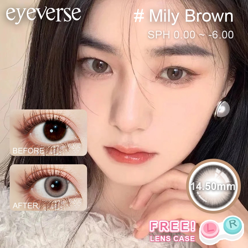 [0.00-6.00] Eyeverse สีมิลกี้บราวน์ 14.5mm แบบรายเดือน COD ตาโตนุ่มนวลเป็นธรรมชาติ นุ่มสุดๆไม่ระคายเคือง