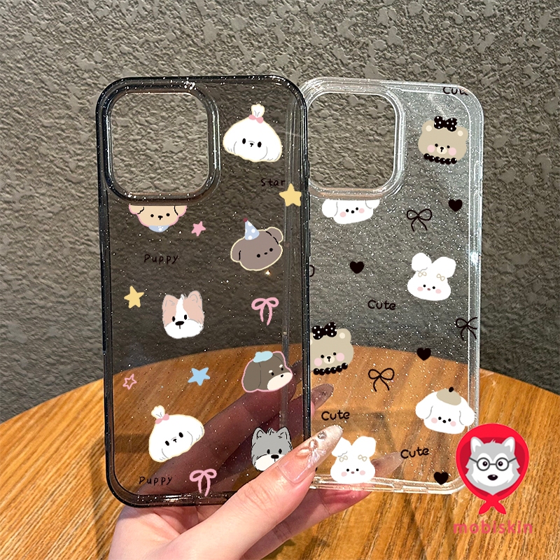 เคส iPhone 16 Pro Max iPhone 11 เคสใสแบบแวววาว TPU นุ่มสีสันสดใส สัตว์น่ารักและสวยงาม Compatible iPhone15 Pro max 14